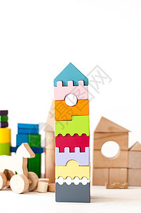木制生态玩具红色黄色小时绿色童年教育乐趣儿童立方体学习图片