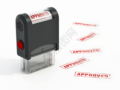 印有经批准的密封章的橡胶邮票 3D 插图合同办公室质量认证图章权威文档质量控制海豹墨水图片