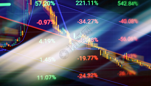 股市和金融科技的概念 深蓝背景的模糊数字图表 笑声生长战略调色投资商业外汇界面交换速度全息图片