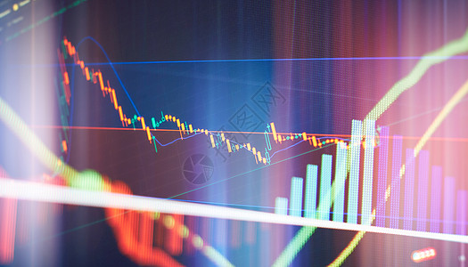 显示器上的财务数据 包括市场分析 条形图 图表 财务数据 抽象的发光外汇图表界面壁纸 投资 贸易 股票 金融统计经纪人纽带眼镜生图片