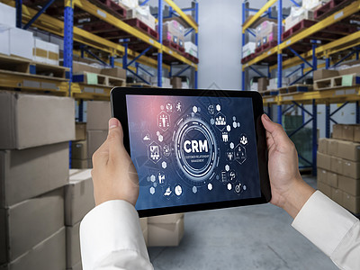 用于 CRM 业务的现代计算机上的客户关系管理系统资源小样营销贮存桌子工厂出口推介会进口市场图片