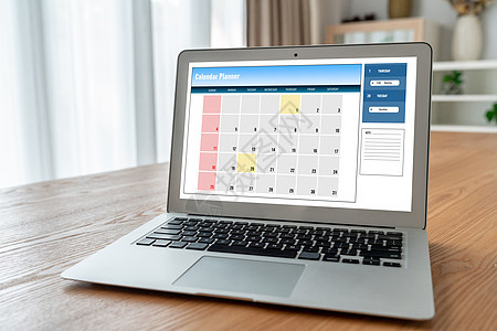 计算机软件应用日历 用于Modish计划时间表规划笔记本工作职场网络互联网笔记桌子办公室屏幕议程图片