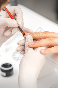 用透明抛光剂覆盖指甲的修美术师工具搪瓷沙龙化妆品治疗女孩抛光美甲凝胶职业图片