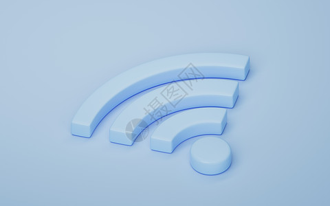 无线网络技术 有Wifi信号 3D转换热点收音机蓝色标识插图信号数据渲染互联网上网图片