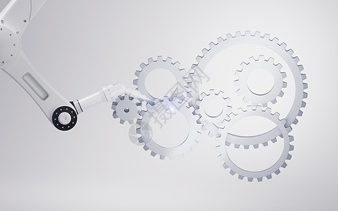 有白色背景的机械臂 3D铸造发明齿轮机器机器人工程合作金属焊机工作技术背景图片