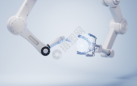 有白色背景的机械臂 3D铸造指纹焊接技术手术焊机自动化机械身份器具机器人图片