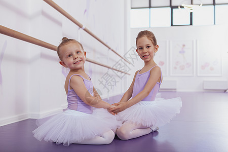 舞蹈班两个可爱的小芭蕾舞女婴儿闲暇家庭学校爱好游戏体操青春期女孩们短裙图片