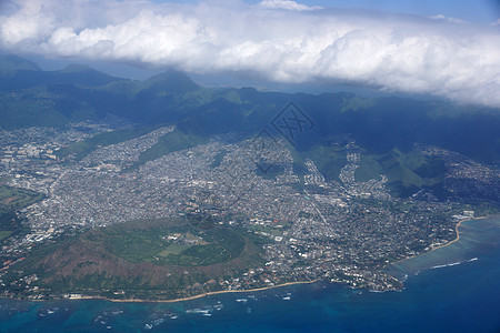 钻石头板 Kaimuki Kahala和火奴鲁鲁山上云彩的钻石团图片