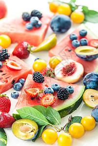 夏季果汁的变异热带营养食物水果桌子浆果沙拉甜点蓝色饮食图片