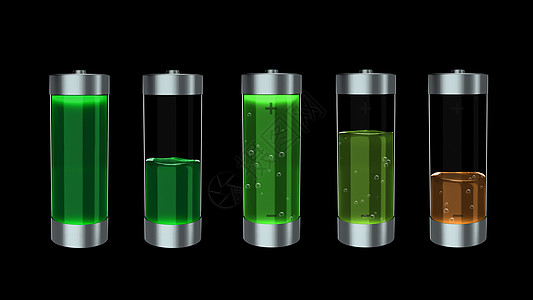 3d 使生态电池充电 含黑色背景的绿色液体充电水平指示器碱性界面活力世界力量收费树叶生活电气植物图片