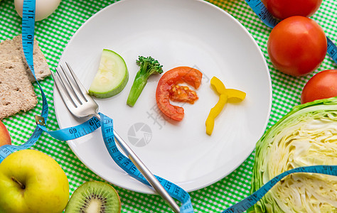 每周饮食计划 适当营养的概念 有选择的焦点排毒食物损失桌子重量早餐厨房蔬菜控制磁带图片