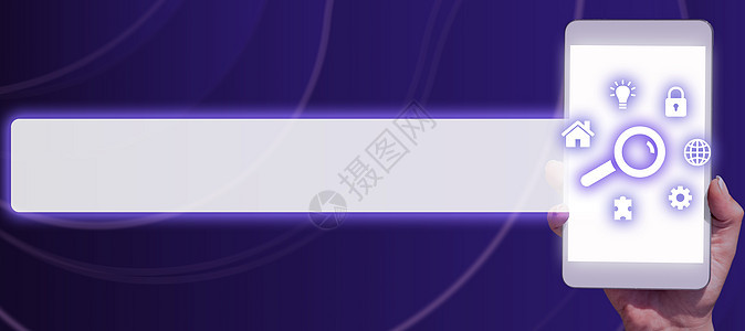 商务人士持有一张有数字S和搜索栏的平板 在摘要设计中寻找数据 手显示一个检查重要信息和概念的斜面 掌上男人触摸屏绘画商务紫色电脑图片