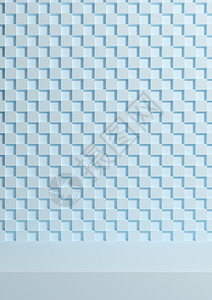 浅色 粉彩 淡蓝色 3d 插图简单的最小产品展示背景侧视图 用于化妆品摄影的方格十字图案背景图片