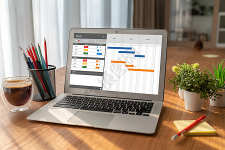 用于现代商业项目管理的项目规划软件屏幕团队监视器互联网组织网络职场小样界面桌子图片
