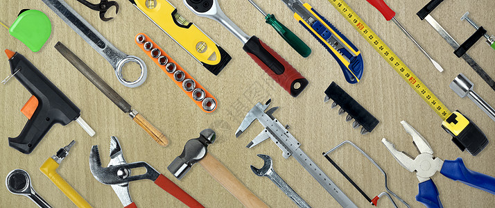 工作工具集活动卷尺手工具工具工具箱螺丝刀锤子舞台网站工艺图片