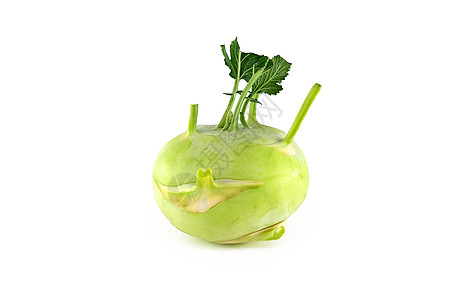 Kohlrabi 白色的绿叶与白叶隔绝图片