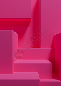 亮洋红色 霓虹粉色 3D 插图简单的最小产品展示背景侧视图抽象正方形讲台支架 用于产品摄影或奢侈品壁纸奢华太阳消费者杂货店顶灯商图片
