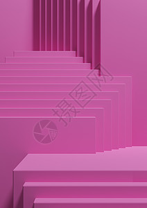 亮洋红色 霓虹粉色 3D 插图简单的最小产品展示背景侧视图抽象正方形讲台支架 用于产品摄影或奢侈品壁纸团体顶灯中心太阳杂货店广告图片