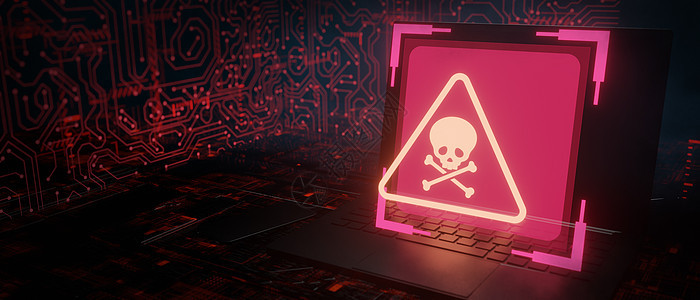 计算机系统错误 病毒 网络攻击概念 危险骷髅符号 3D发音图片