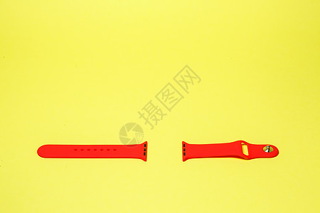 silikone 带 用于在 Yowlow 背景的智能手表红色颜色屏幕品牌配饰电话工具手镯带子界面时间乐队图片