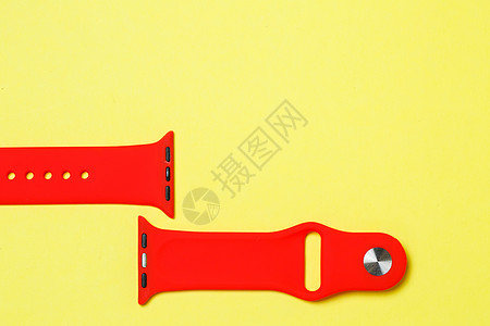 silikone 带 用于在 Yowlow 背景的智能手表红色颜色配饰带子案件技术手腕时间展示橡皮屏幕手镯图片