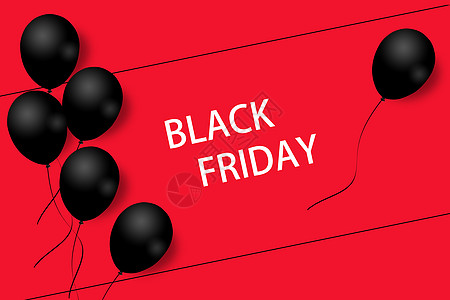 黑色星期五销售海报 黑气球在红色背景和方形框上 说明购物电子邮件礼物优惠券小册子正方形框架证书墙纸边界图片