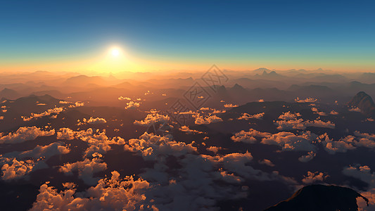 山上云层的黎明 高地上的日落图片