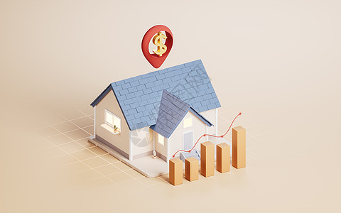 房子3d模型有投资概念的住宅 3D翻接小屋财产房地产生长房子住房统计卡通片贷款利润背景