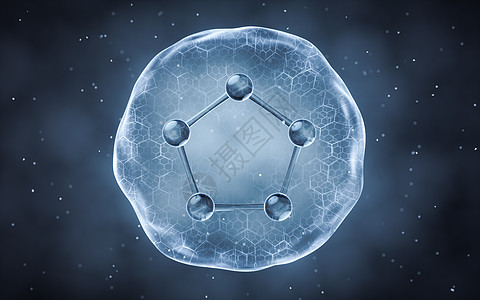体内有分子的有机球 3D进化化学品细胞护理宏观化学薄膜微生物学六边形技术工程图片