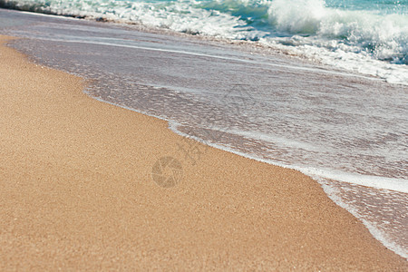 海浪忽视沙滩 夏日背景 海浪深处的沙滩蓝色海景天堂海滩热带风景假期天空晴天墙纸图片