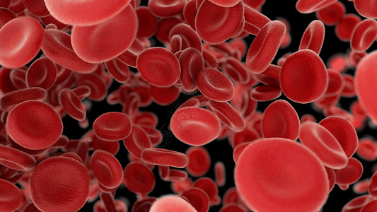 3D 血细胞在黑色背景下通过动脉飞行红细胞细胞血管宏观循环实验室科学血液学生物学生物图片