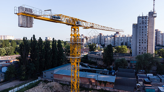 建筑工地和建筑设备 空中摄影照片施工场景住房耀斑经理衣领起重机天线男人团体图片