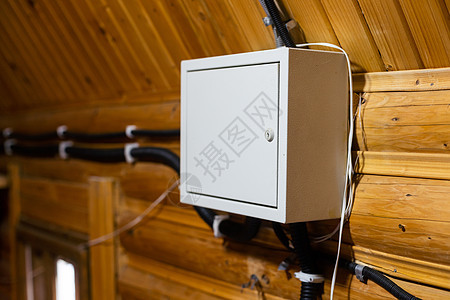 木制房屋内配电箱Fusebox的自动引信工具房子横幅断路器仪表电工力量服务工程电气图片