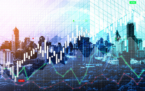 作为商业概念背景的金融图表和现代城市风景 171商务蓝色外汇贸易世界货币经济战略交换人士图片