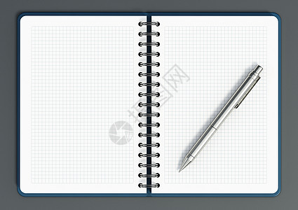 带有空白页和圆点笔的螺旋笔记纸 3D 插图商业笔记学校日记桌子铅笔字帖笔记纸空白3d图片
