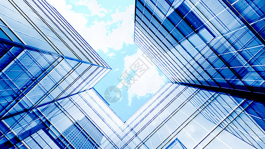 玻璃建筑经营理念 摩天大楼的玻璃立面 天窗的镜面反射 在晴朗的天空背景下带有玻璃幕墙的现代办公大楼 3D插图商业城市工作中心蓝色图片
