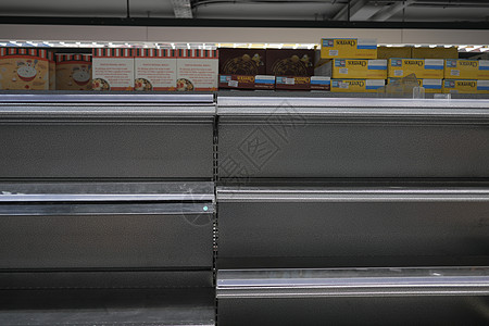 空的超市货架 有选择性的重点危机产品市场店铺控制后勤解决方案仓库库存背景图片