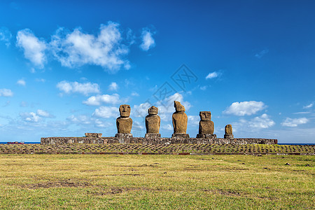 在复活节岛拍摄莫艾雕像雕塑地标岩石历史世界支撑旅行遗产海洋纪念碑图片