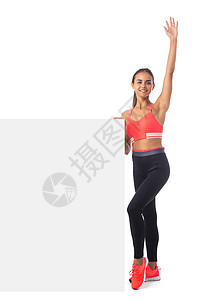 举起手臂的漂亮女孩运动活力海报身体运动员女士训练横幅女性成功图片