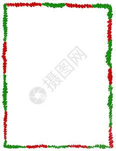 手绘圣诞框架与红色绿色传统饰品和空 copyspace 12 月冬季圣诞装饰边框 季节节日装饰边缘设计 简约风格涂鸦卡通花圈卡片图片