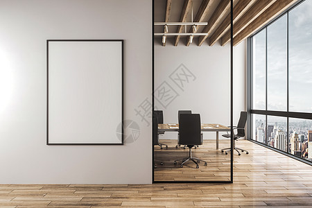 当代阁楼办公室内部 3d 建构设计概念插图建筑学房间渲染桌子电脑建筑地面玻璃工作背景图片