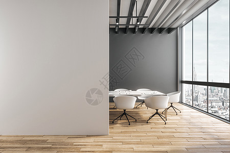 当代阁楼办公室内部 3d 建构设计概念奢华渲染商业房间建筑学窗户插图墙壁桌子电脑背景图片