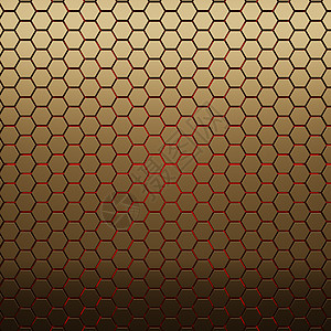 未来黄金六边形纹理背景 3D青铜纤维金子合金黄铜框架蜂窝材料技术拉丝图片