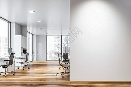 当代阁楼办公室内部 3d 建构设计概念渲染窗户建筑房间地面玻璃电脑柱子商业建筑学背景图片