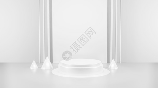 白色和灰色工作室房间的几何形状背景 讲台显示或展示的最小模型 3D投影3d广告地面圆柱平台陈列柜展览销售竞赛圆圈图片