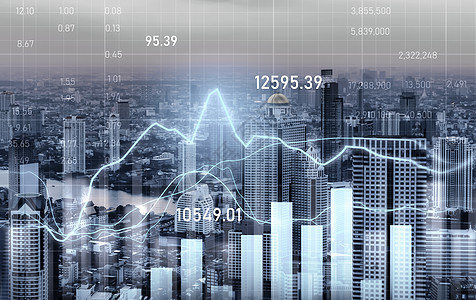 数字屏幕和图表重叠了现代商业概念的城市景点 掌声首都银行交换市场教育财富精神生长基金经济图片
