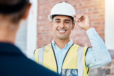 建筑 施工和建筑工人面带幸福的微笑 准备开始工作 维护承包商 建筑商物流和建筑施工工人对工作项目有动力图片