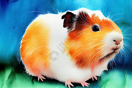 3D几内亚猪数码艺术绘画 水彩动物图片
