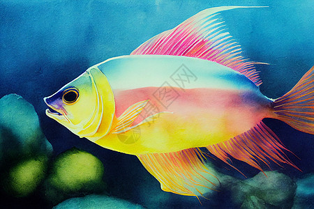 3D鱼数码艺术绘画 水彩动物图片