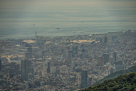 从罗科山看到神户镇海洋风景街景房子建筑图片